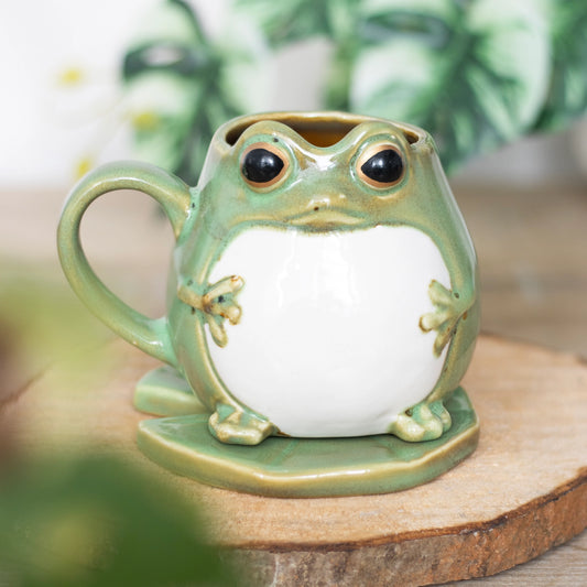 Frog Shaped Mug and Lily Pad Saucer -Ceramic-