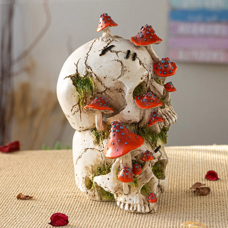Skull with Mushrooms